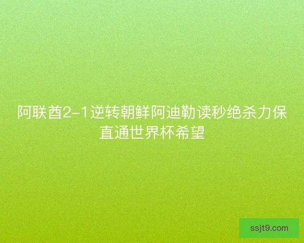 阿联酋2-1逆转朝鲜阿迪勒读秒绝杀力保直通世界杯希望