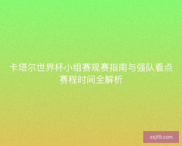 卡塔尔世界杯小组赛观赛指南与强队看点赛程时间全解析