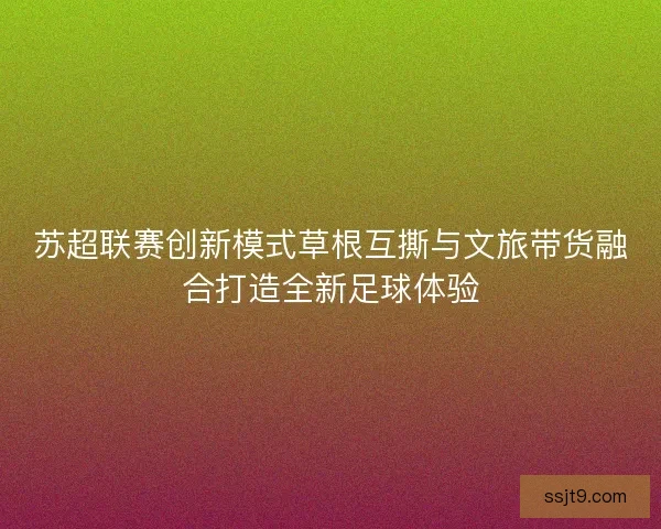 苏超联赛创新模式草根互撕与文旅带货融合打造全新足球体验
